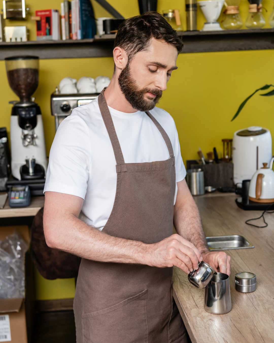 man making fancy coffee