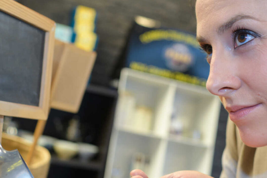 smelling coffee beans