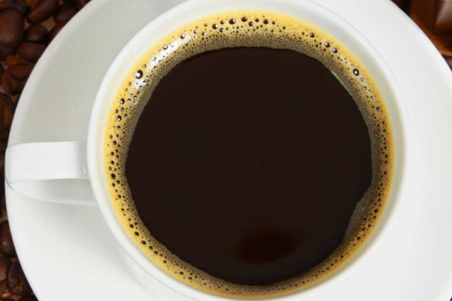coffee cup and beans from above