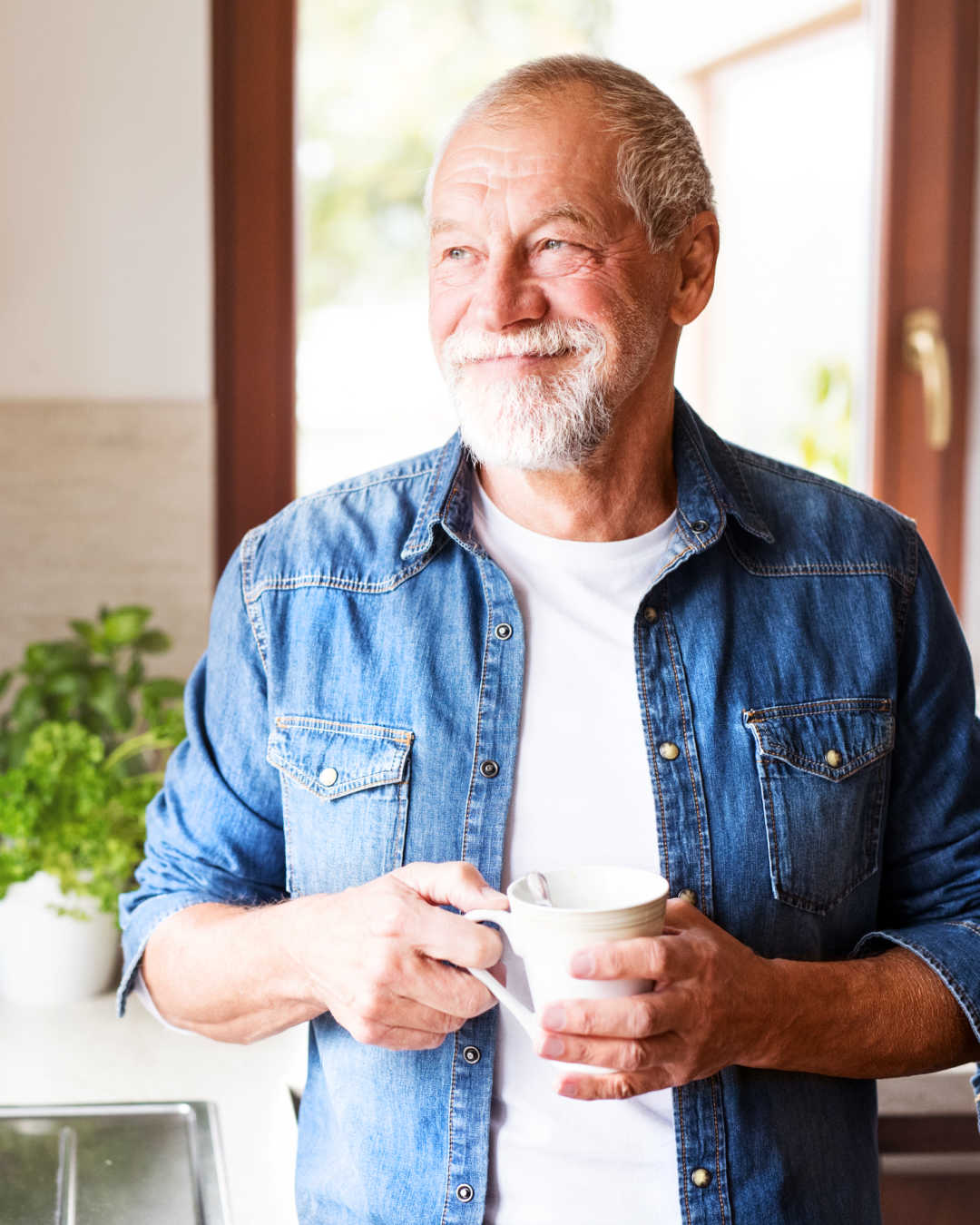 happy man drinking coffee