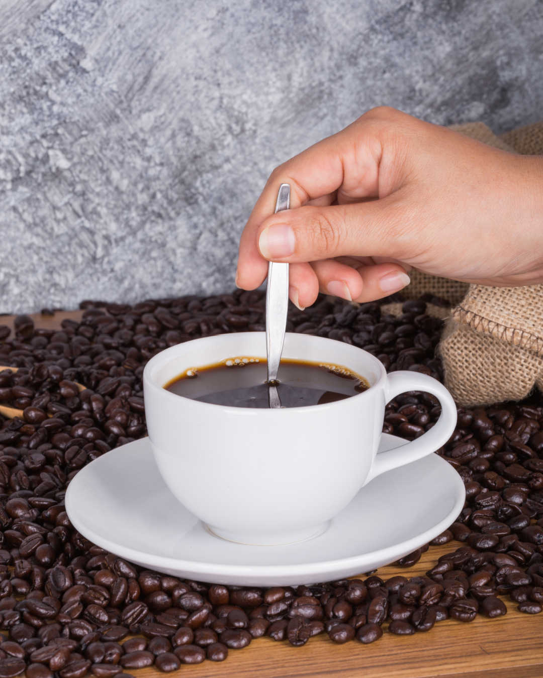 stirring unflavored protein powder into black coffee