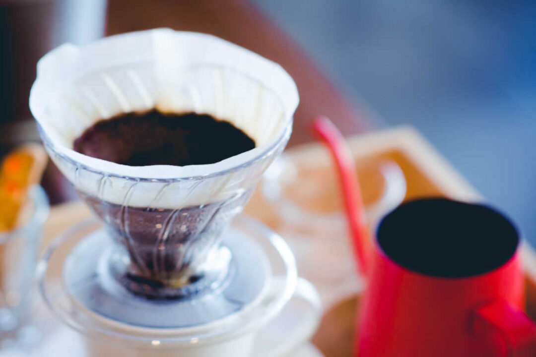 measured coffee grounds and water