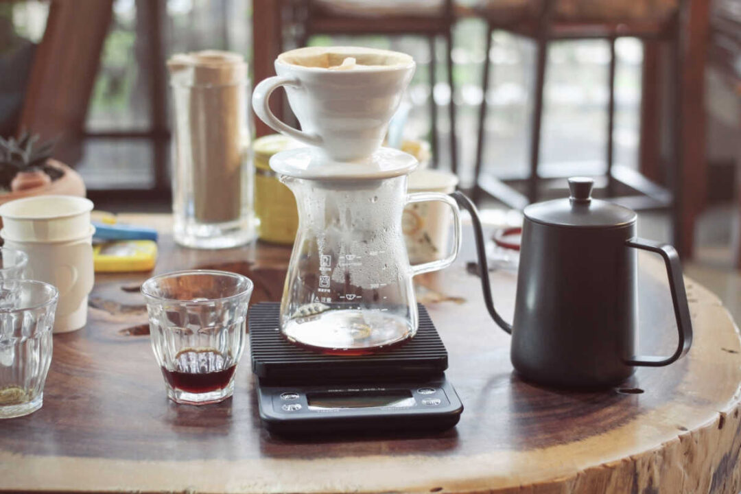 coffee setup with scale