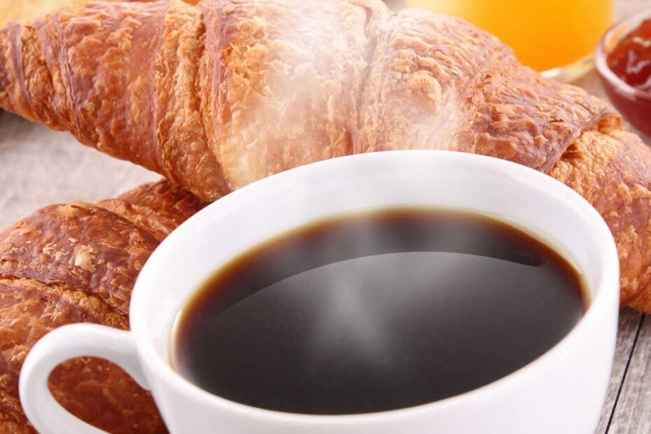 cup of black coffee with breakfast