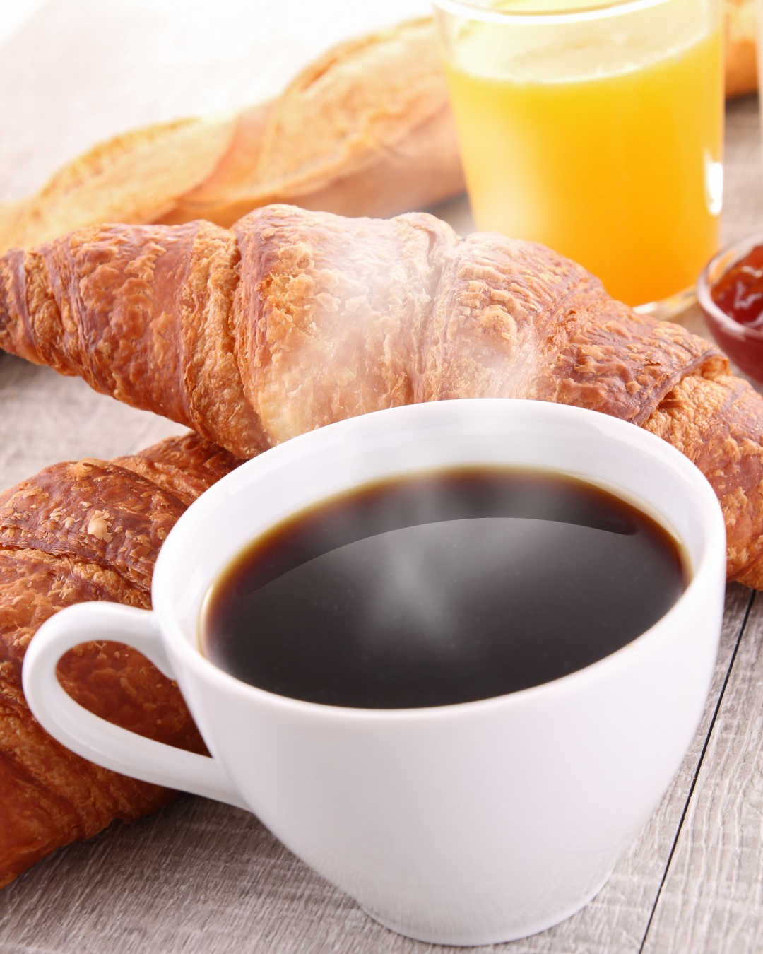 cup of black coffee with breakfast