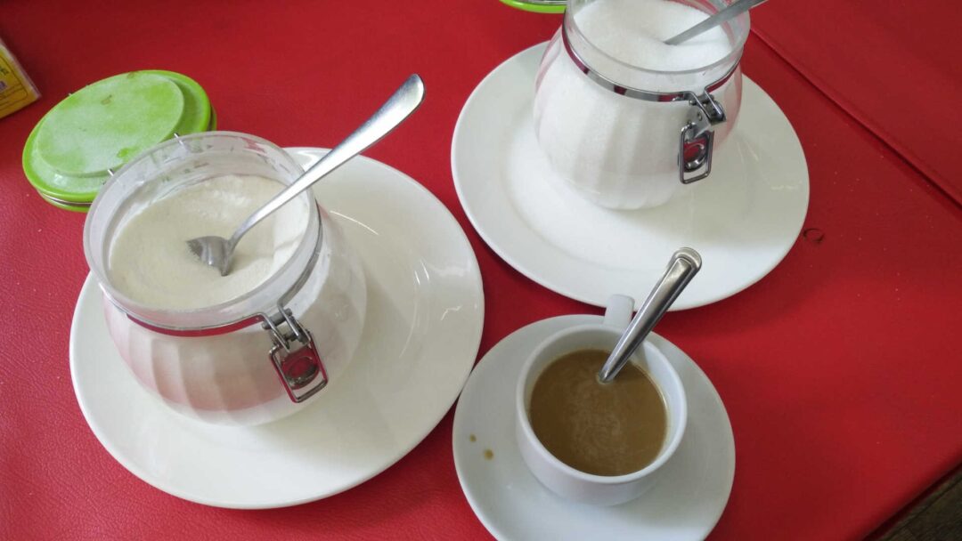 coffee with creamer and sugar