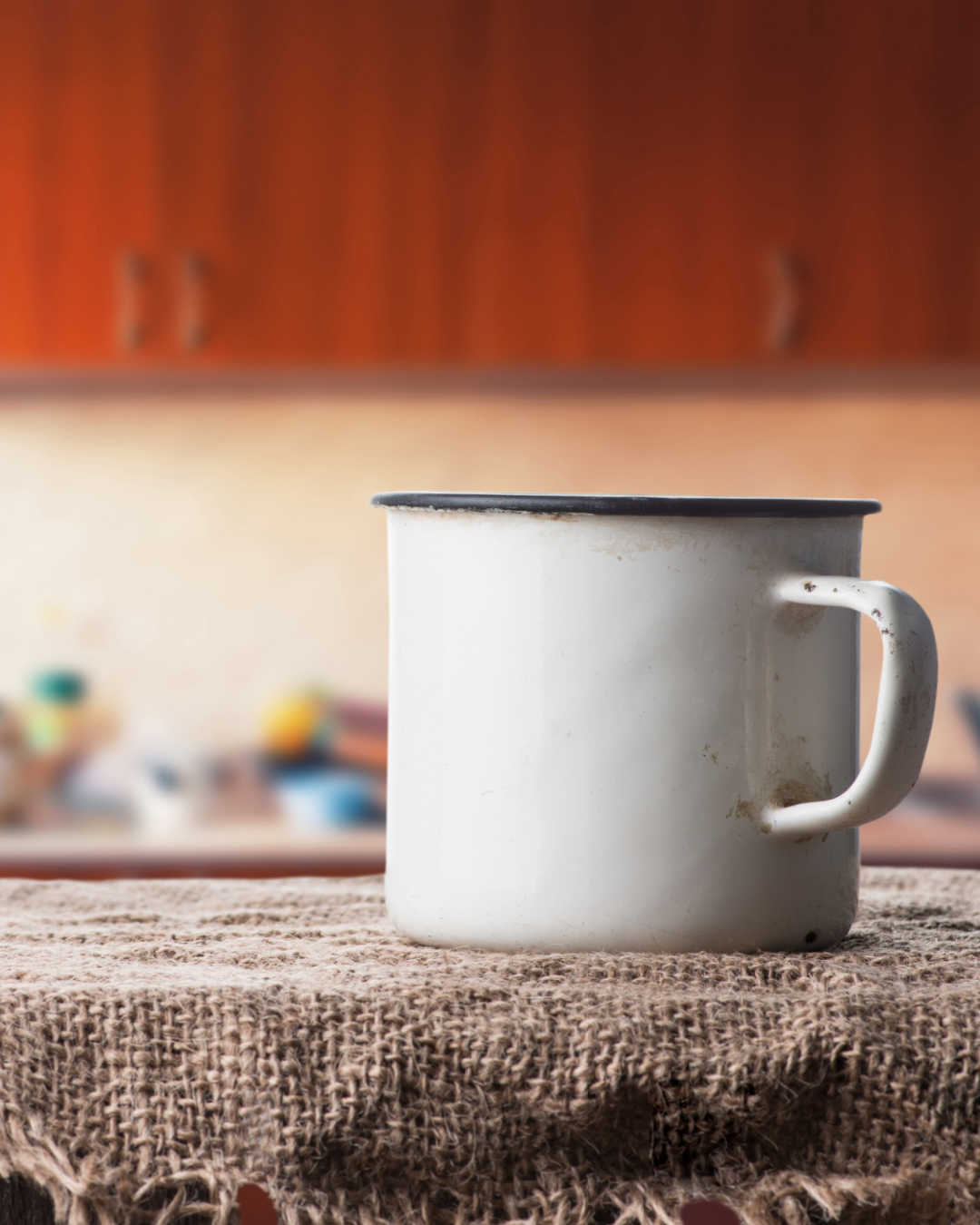 mug of coffee in kitchen
