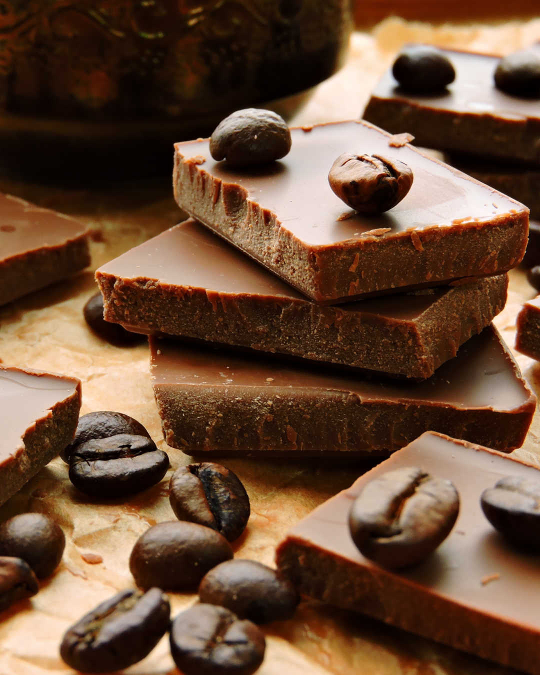 coffee beans and chocolate