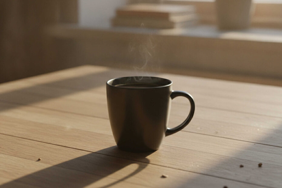 coffee on table in the morning