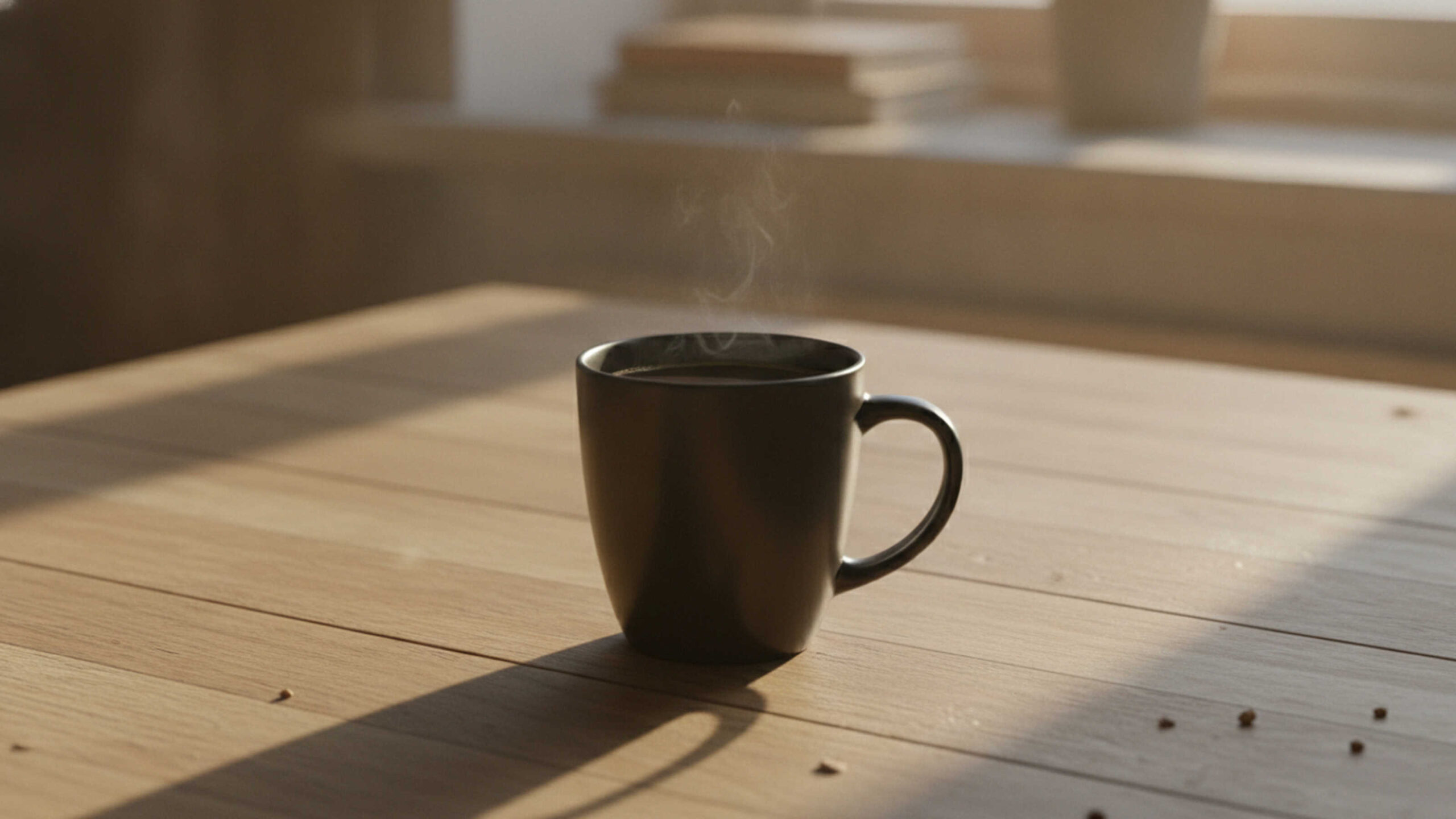 coffee on table in the morning