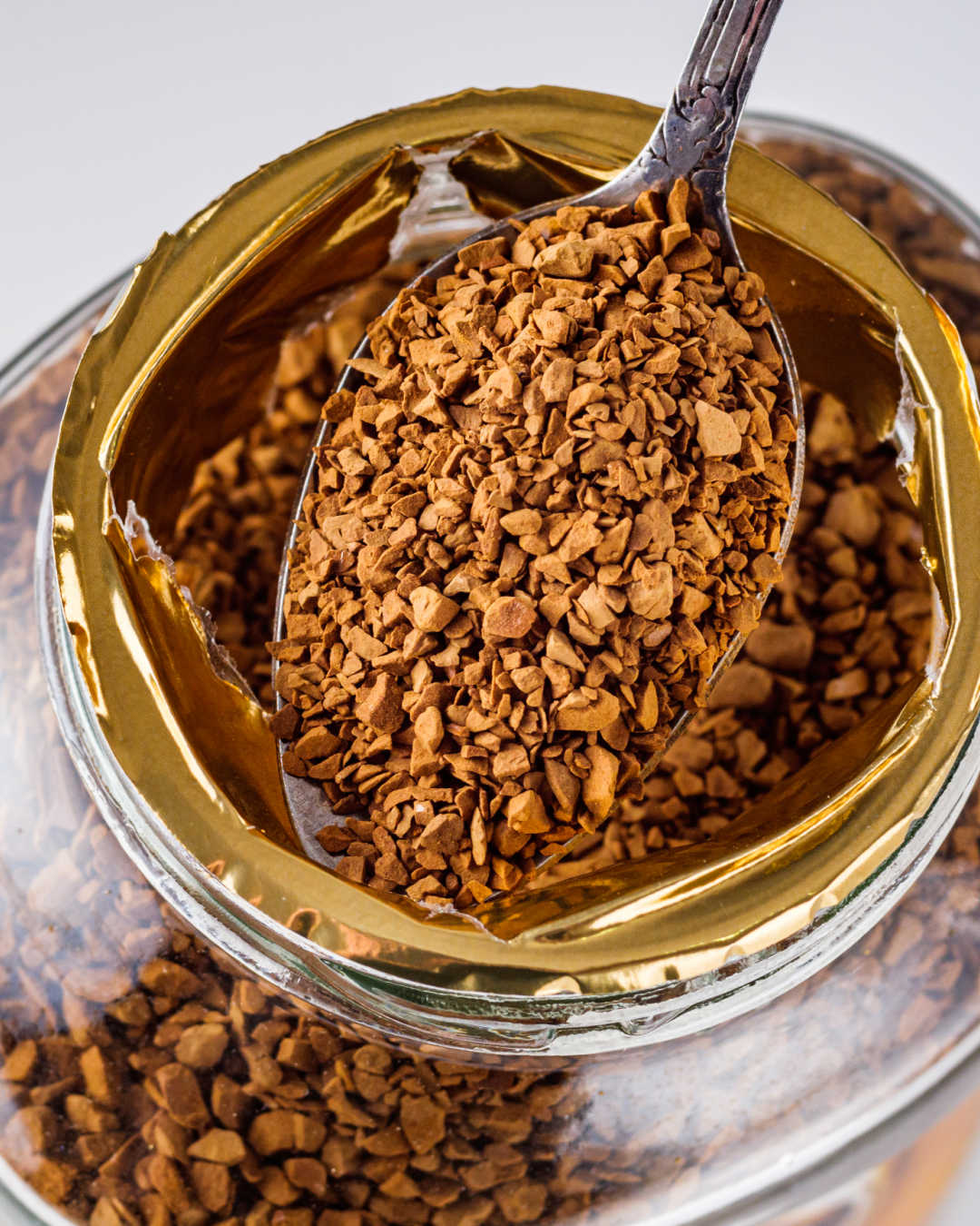 instant coffee in jar with spoon