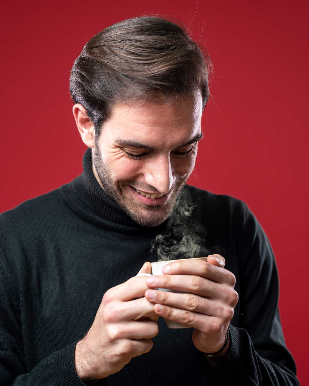 smelling coffee